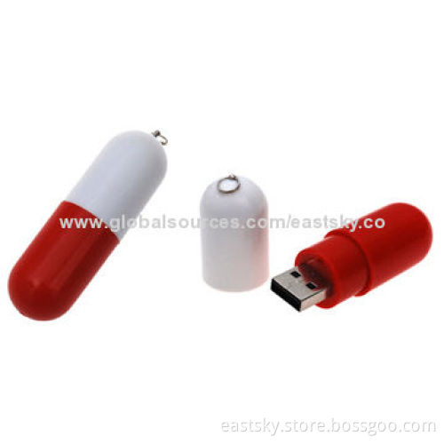 Pill-shaped Thumb Drive ESU-U36, USB2.0, Shockproof and Moisture-proofNew